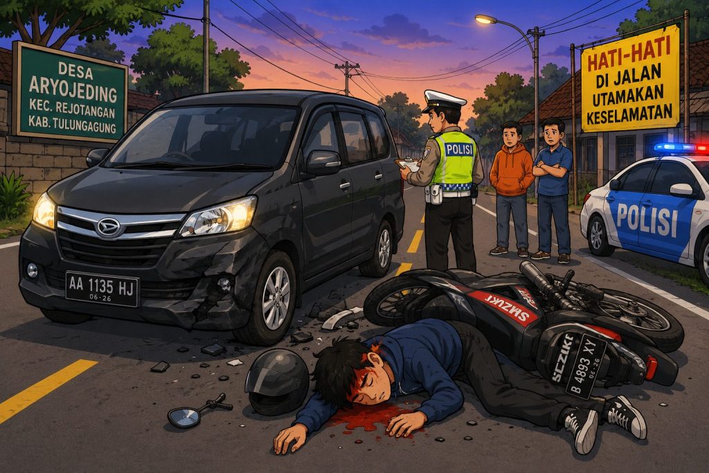 Pemuda Asal Blitar Tewas Usai Terlibat Tabrakan Motor dan Mobil di Rejotangan