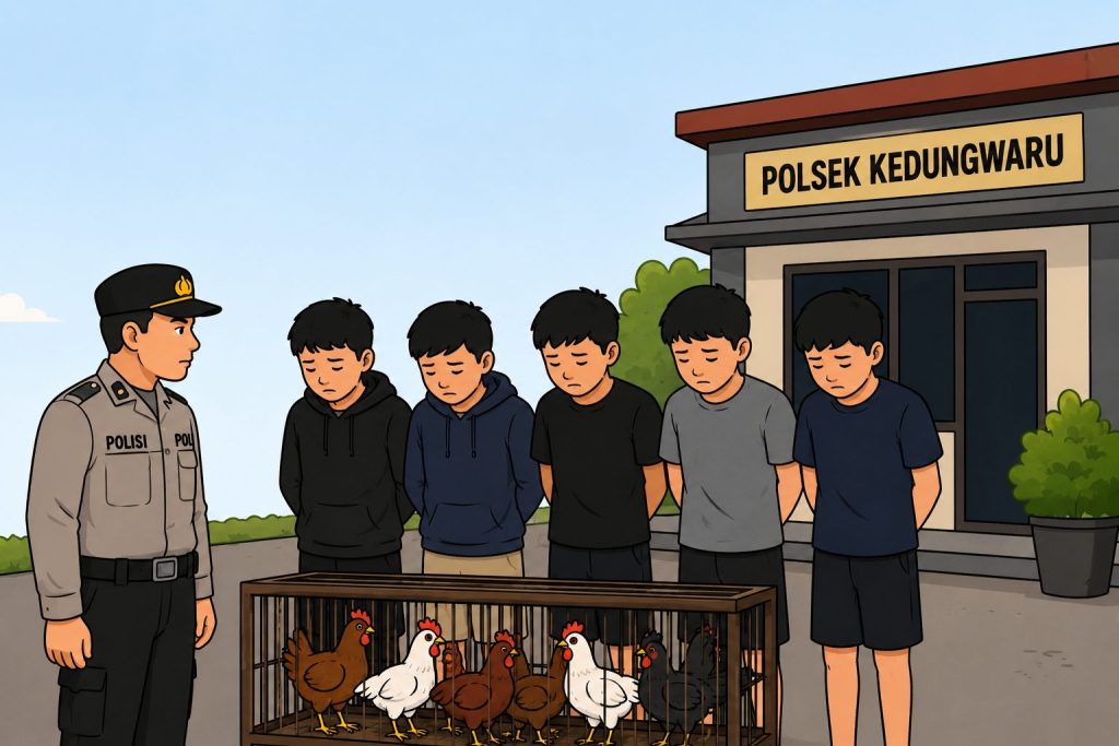 Lima Bocah SMP di Tulungagung Kepergok Curi Tujuh Ekor Ayam, Uangnya Hendak Dipakai Ngopi dan Beli Rokok