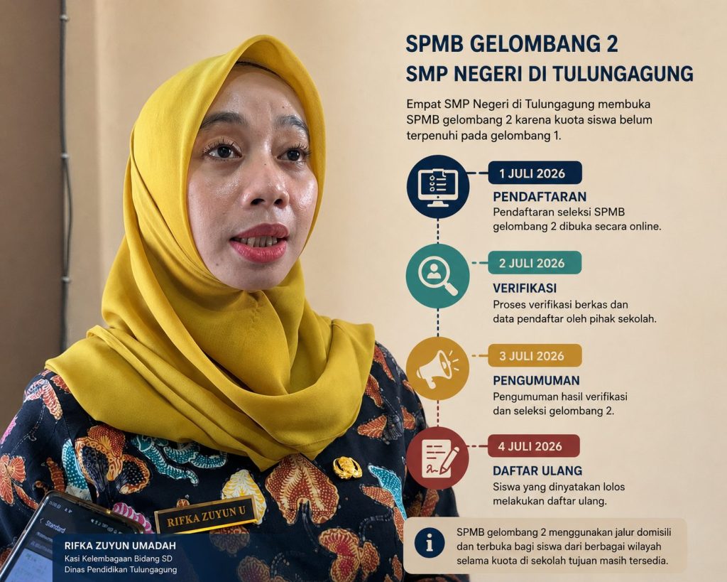 Empat SMP Negeri di Tulungagung Buka SPMB Gelombang 2 karena Kuota Siswa Belum Terpenuhi