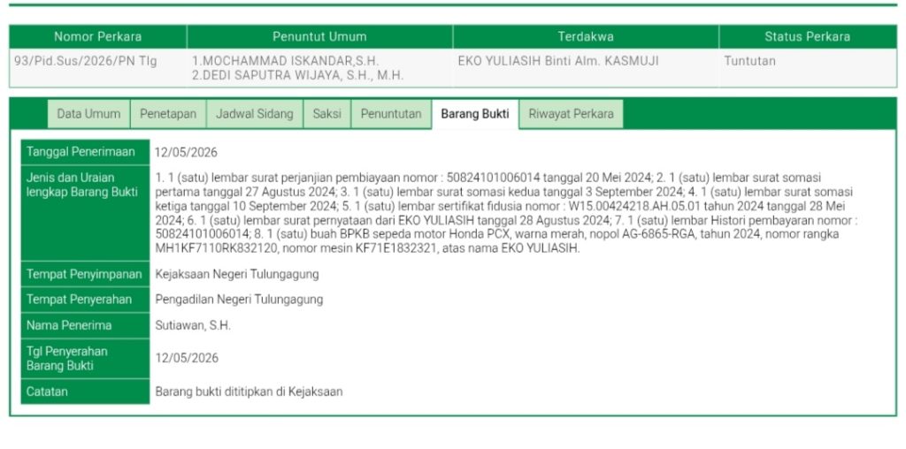 Debitur MPM Finance Dituntut 2 Tahun Penjara, Kasus Pengalihan Motor Kredit Masuk Tahap Vonis