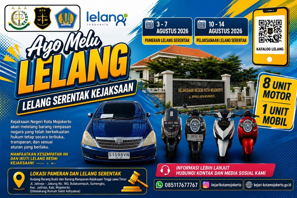 Kejari Kota Mojokerto Gelar Lelang Serentak, Sembilan Kendaraan Bermotor Ditawarkan